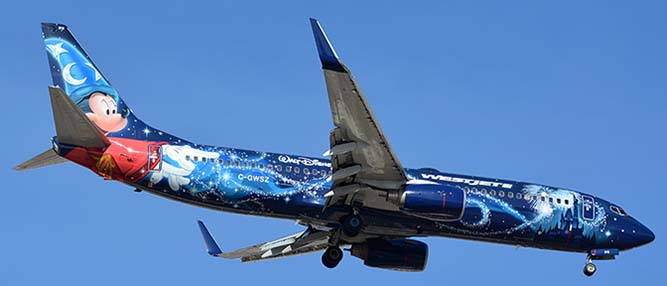 WestJet Boeing 737-8CT C-GWSZ Magic Plane, Phoenix Sky Harbor, January 22, 2016